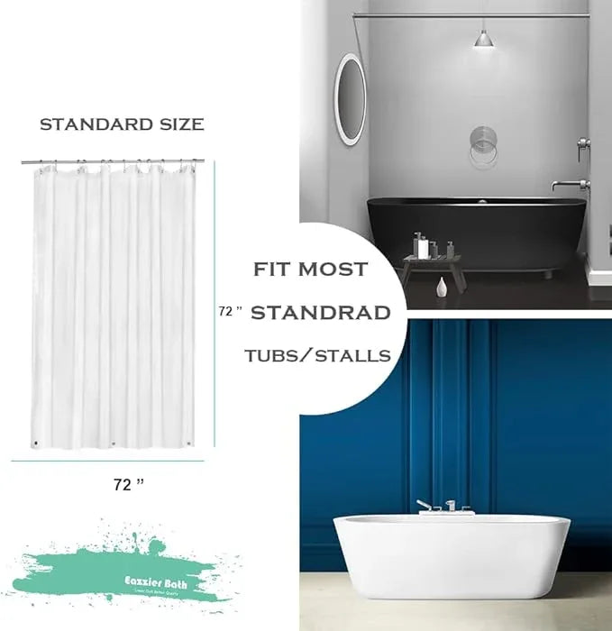 Eazzier Bath Frosted Plastic Shower Curtain Liner, 72x72 Inch Lightweight Translucent Plastic Bathroom Shower Showroom Inner Curtain with Rustproof Metal Grommet Holes and Weighted Magnets - ModernBath