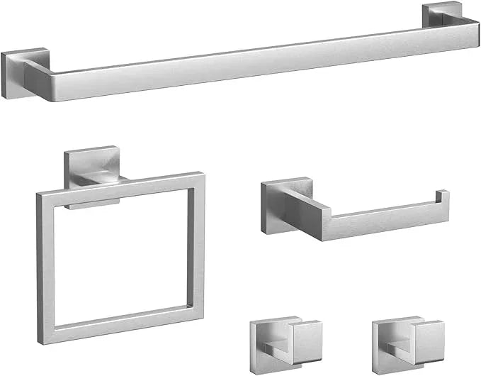 5-Pieces Brushed Nickel Bathroom Accessories Set, 23.6 Inch Bath Towel Bar Set, Stainless Steel Bathroom Hardware Set, Towel Racks for Bathroom Wall Mounted. - ModernBath