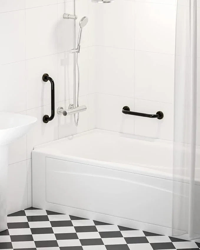 12 Inch Bronze Shower Grab Bar Oil Rubbed Black, Munzong Antique Brass Bathroom Grab Bar w/Anti-Slip Knurled Grip, Bathroom Balance Bar, Safety Handrail Support, Injury Elderly Senior Assist Handle - ModernBath