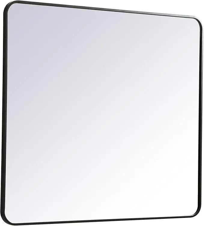 ARS Concepts Aura, Soft Corner Metal Rectangular Mirror 36X40 Inch in, Modern, Black - ModernBath