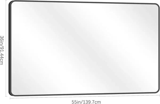 DESBING 36" x 55"Bathroom Mirror, Matte Black Wall Mirror with Metal Frame, Decorative Rectangular Vanity Mirror for Bedroom Bathroom Living Room Entryway (Horizontal/Vertical) - ModernBath