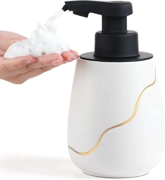 BosilunLife Automatic Foaming Soap Dispenser - Touchless Foam Hand Wash Dispenser for Bathroom Ceramic Smart Electric Auto Dish Soap Dispenser Waterproof, USB C Rechargeable, 17 oz/500 ml - ModernBath
