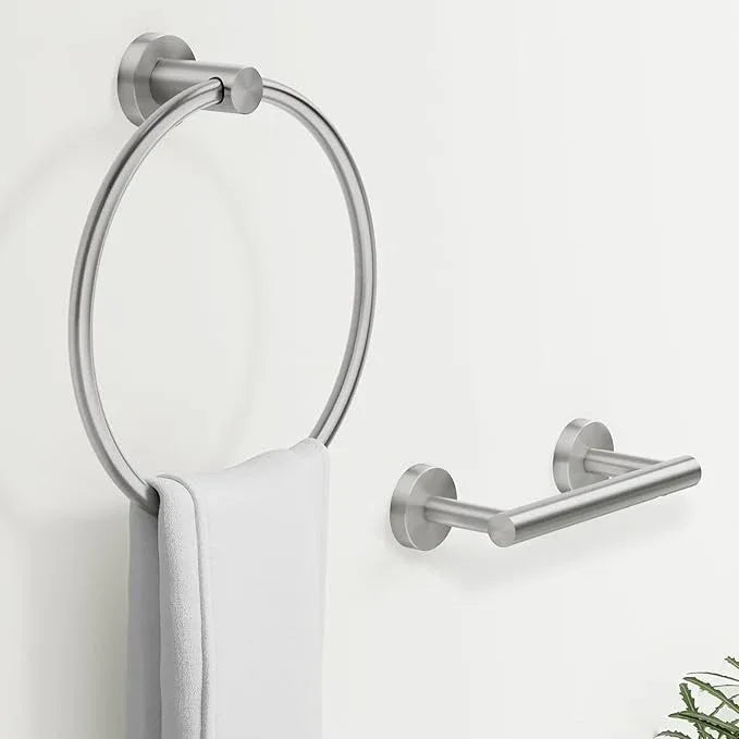 Toilet Paper Holder and Towel Ring Set 2PCS Wall Mount, Brushed Nickel Bathroom Hardware Set, Stainless Steel Hand Towel Holder Toilet Paper Roll Holder Set, Bathroom Accessories for Bathroom Kitchen - ModernBath
