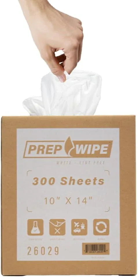 26029 Prep Wipe WHITE Lint Free Cleaning Towels Pack of 300 Sheets, 10" x 14" (1 Box) - Multi-purpose, Reusable, Perforated, Industrial Grade Perforated Sheets- 26029 - ModernBath