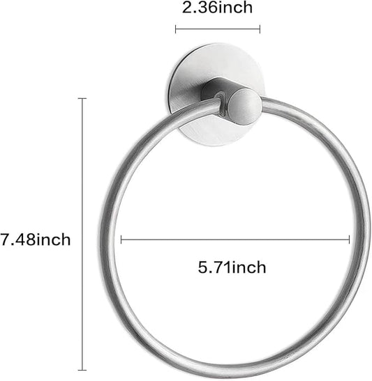 Besteffie Adhesive Towel Ring Wall Mount Hand Towel Ring Self Adhesive Towel Hanger Premium SUS304 Stainless Steel Rustproof Brushed Nickel, Kitchen, Bathroom Hand Towel Holder