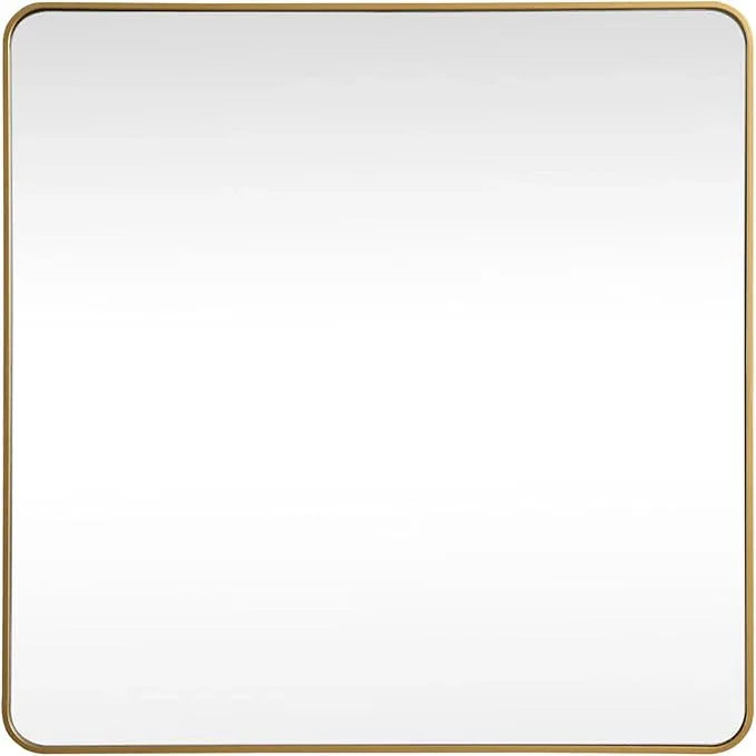 ARS Concepts Aura, Soft Corner Metal Square Mirror 48X48 Inch in, Modern, Brass - ModernBath