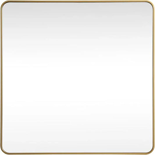 ARS Concepts Aura, Soft Corner Metal Square Mirror 48X48 Inch in, Modern, Brass - ModernBath