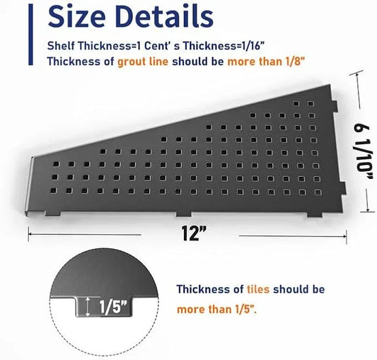Corner Shower Shelf, 12" Trapezoid Grout in Shelf 304 Stainless Steel Grid Design Recessed Bathroom Shelf for Tiled Wall (Gunmetal, 12"-2 Pack) - ModernBath