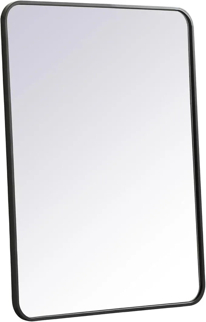 ARS Concepts Aura, Soft Corner Metal Rectangular Mirror 27X36 Inch in, Modern, Black - ModernBath