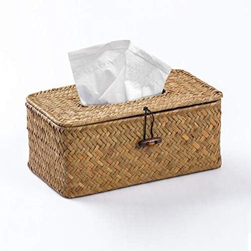 Seagrass Tissue Box Cover Rectangular Woven Napkin Holder Decorative for Bathroom Farmhouse (Natural, 10 x 5.5 x 4.2 Inch) - ModernBath