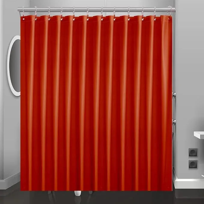 Eazzier Bath Tangerine Plastic Shower Curtain Or Liner, 72x72 Inch Lightweight Red Plastic Bathroom Shower Showroom Inner Curtain with Rustproof Metal Grommet Holes and Weighted Magnets - ModernBath