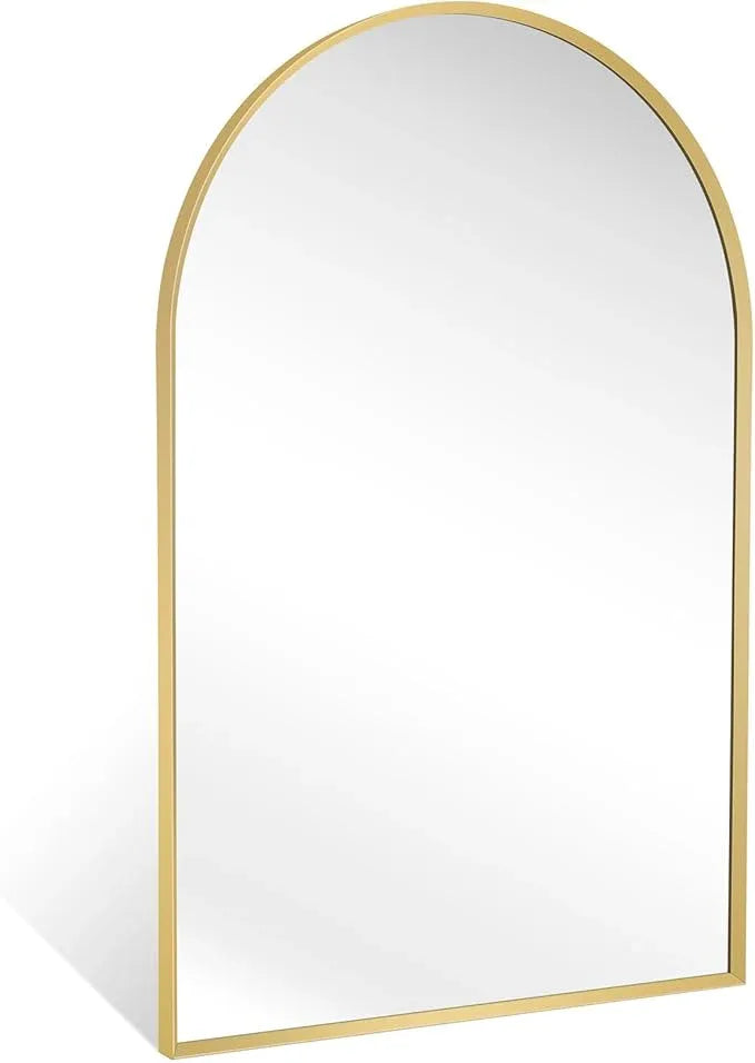 Minuover 20" x 30" Gold Arched Mirror, Arch Bathroom Vanity Wall Mirror, Modern Aluminum Alloy Metal Frame Arch Mirror for Bathroom, Living Room, Bedroom, Entryway - ModernBath