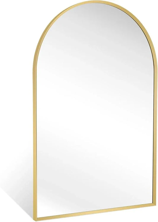 Minuover 20" x 30" Gold Arched Mirror, Arch Bathroom Vanity Wall Mirror, Modern Aluminum Alloy Metal Frame Arch Mirror for Bathroom, Living Room, Bedroom, Entryway - ModernBath