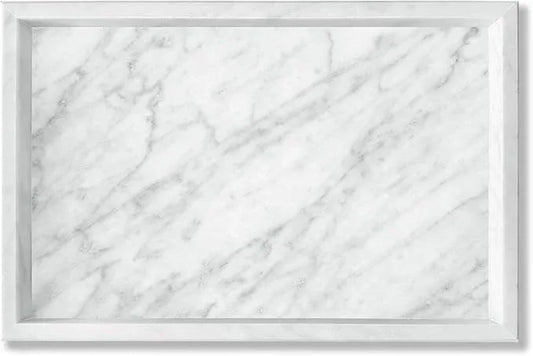 Yew & Tulip Natural Carrara White Marble Vanity Tray, Natural White Marble Serving Tray for Bathroom, Kitchen, Vanity, Home Decor, Wedding etc. (12" x 8" x 1.2") - ModernBath