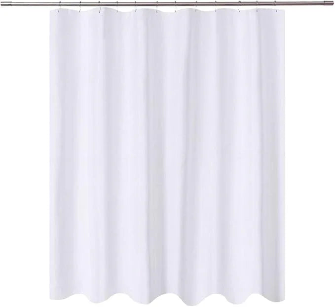 N&Y HOME Short Fabric Shower Curtain Liner 72 x 65 Shorter Length, Hotel Quality, Washable, Water Repellent, White Bathroom Curtains with Grommets, 72x65 - ModernBath