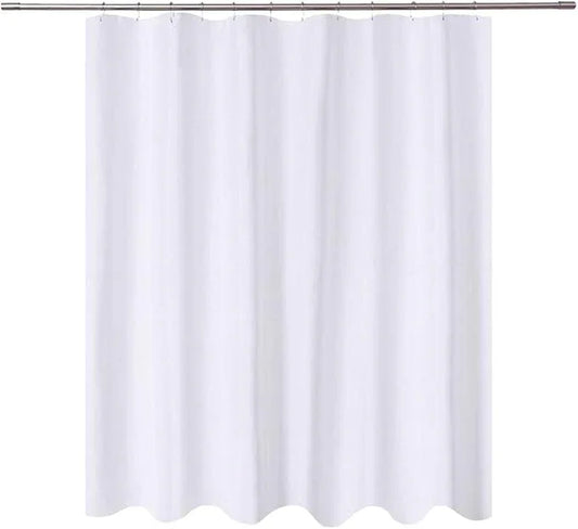 N&Y HOME Short Fabric Shower Curtain Liner 72 x 65 Shorter Length, Hotel Quality, Washable, Water Repellent, White Bathroom Curtains with Grommets, 72x65 - ModernBath