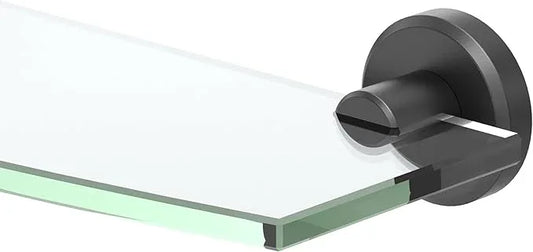 Gatco 5456MX Locke Glass Shelf, Matte Black/Wall Mounted 20.13" X 5.38" Tempered/Floating Rectangle Glass Shelf for Bathroom - ModernBath