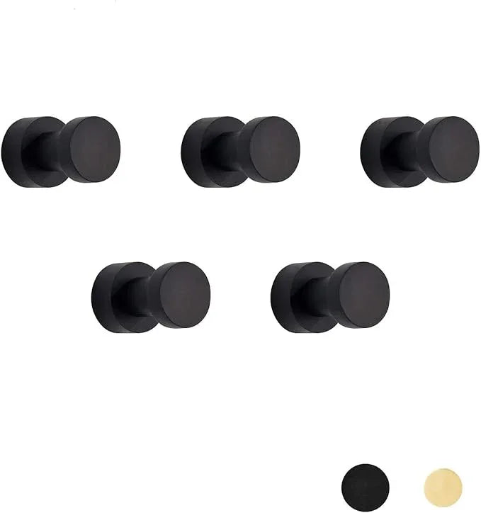 BVL Black Robe Hook Brass Small Towel Hook for Bathoom with Glue - ModernBath
