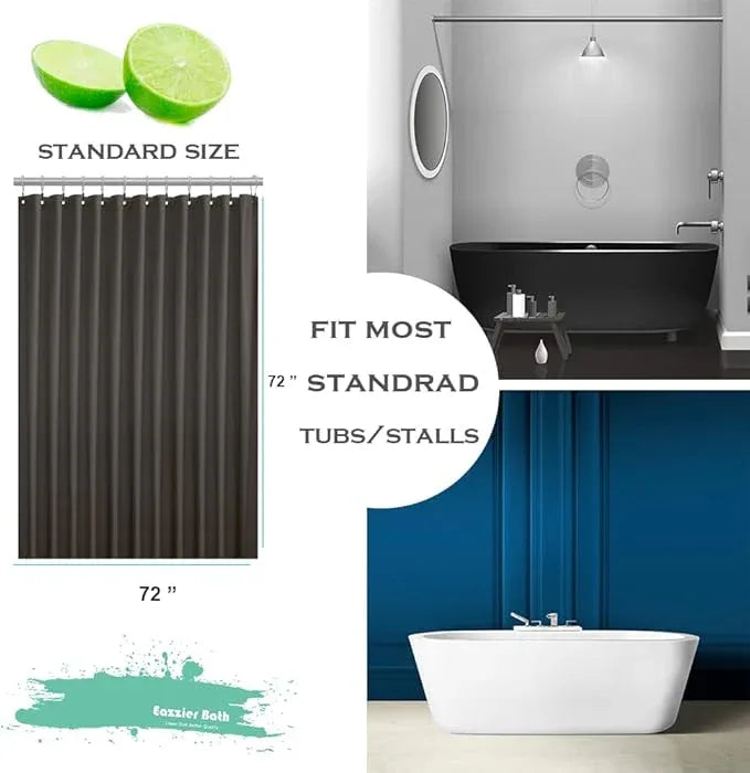 Eazzier Bath Taupe Plastic Shower Curtain Or Liner, 72x72 Inch Lightweight Brown Plastic Bathroom Shower Showroom Inner Curtain with Rustproof Metal Grommet Holes and Weighted Magnets - ModernBath