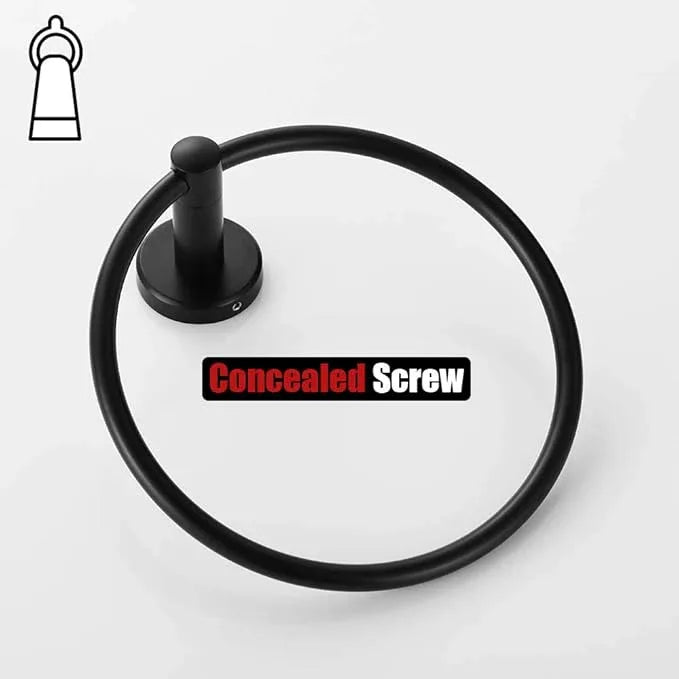 JQK Black Towel Ring, 304 Stainless Steel Matte Black Hand Towel Holder for Bathroom, Wall Mount, TR130-PB - ModernBath