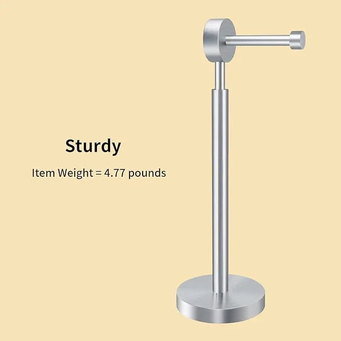 YUMORE Toilet Paper Holder Stand, Modern Style Freestanding Bathroom Tissue Roll Stand with Sturdy Base for Bathroom & Living Room (Brushed Nickel, 1 Roll) - ModernBath