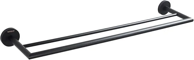 Double Towel Bar 26 Inches, Bathroom Hotel Style Towel Holder, Lavatory Bath Towel Shelf, Modern Minimalist Towel Rack for Bathroom Wall Mounted, Matte Black, 077080-MB Leo Series - ModernBath