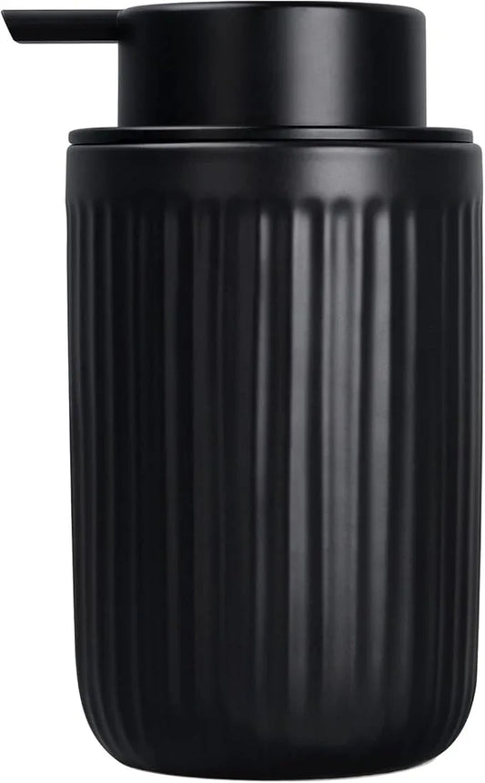 BosilunLife Dish Hand Soap Dispenser - Black Liquid Pump Soap Dispenser for Bathroom Decro 12oz Ceramic Kitchen Dish Dispenser with Rust-Proof Liquid Pump Modern Refillable Lotion Bottles - ModernBath