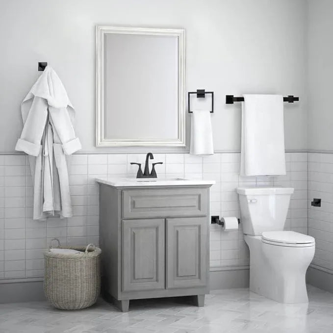 Bathroom Accessories Towel Bar Set: 15 Pieces Matte Black Bathroom Hardware Square SUS304 Stainless Steel - Wall Mounted Towel Rack&Toilet Paper Holder&Towel Ring and Towel Hook - ModernBath