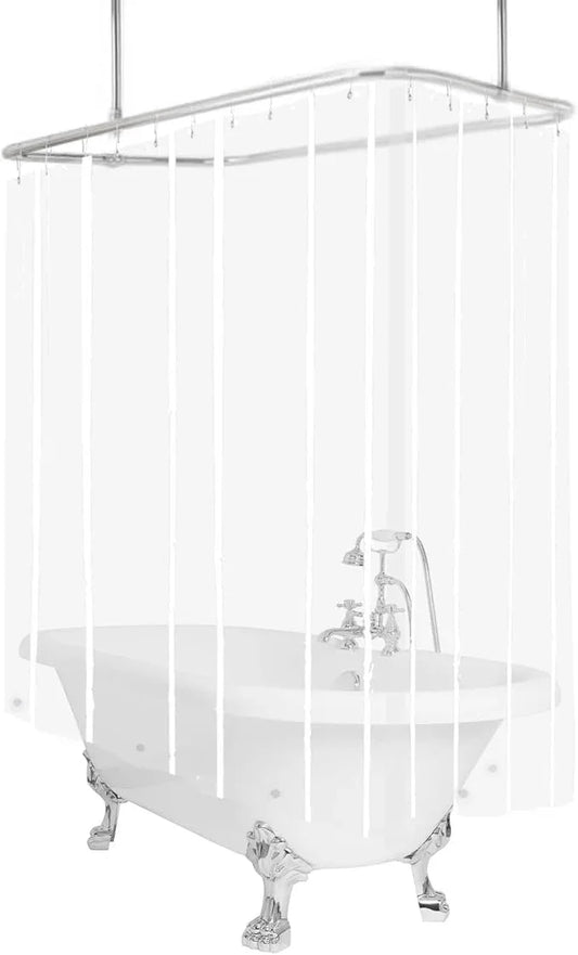 GBYcLyw Clawfoot Tub Short Clear Shower Curtain Liner 180x65 Inch Wrap Around Shower Liner with 6 Magnets Waterproof Peva Plastic Shower Curtain Set 32 Metal Hooks Included - ModernBath