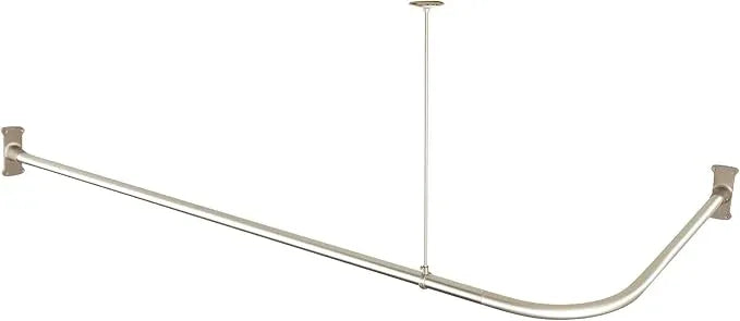 Artiwell L Shaped Shower Curtain Rod, Bathroom Bathtub Corner Shower Curtain Rod with Ceiling Support (BRUSHED NICKEL) - ModernBath