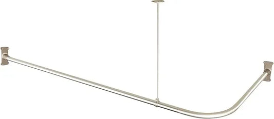 Artiwell L Shaped Shower Curtain Rod, Bathroom Bathtub Corner Shower Curtain Rod with Ceiling Support (BRUSHED NICKEL) - ModernBath