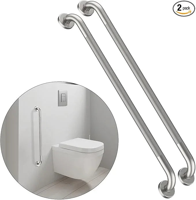 36 Inch Anti Slip Shower Grab Bar, Munzong 2 Pack Brushed Nickel Bathroom Grab Bar, Knurled Bathroom Balance Bar,Safety Hand Rail Support Handicap Elderly Injury Senior Assist Bath Handle - ModernBath