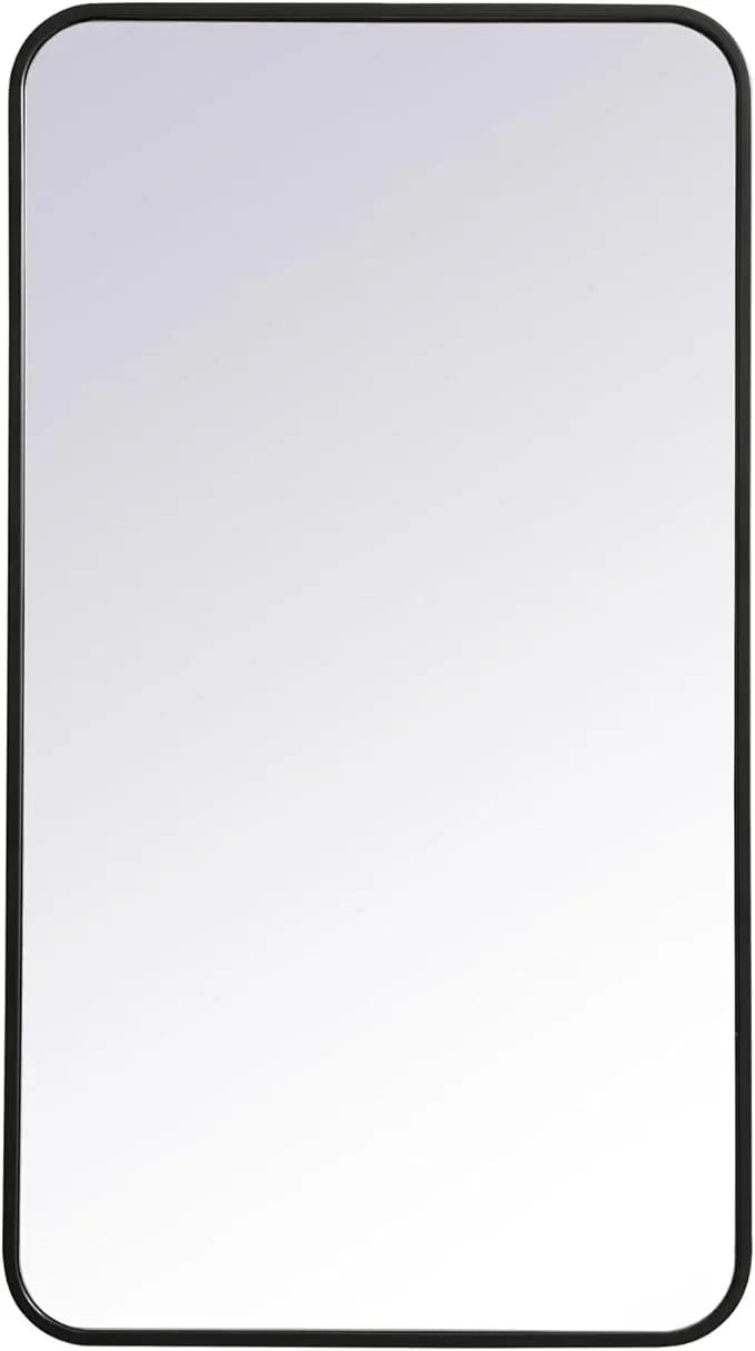 ARS Concepts Aura, Soft Corner Metal Rectangular Mirror 20X36 Inch in, Modern, Black - ModernBath