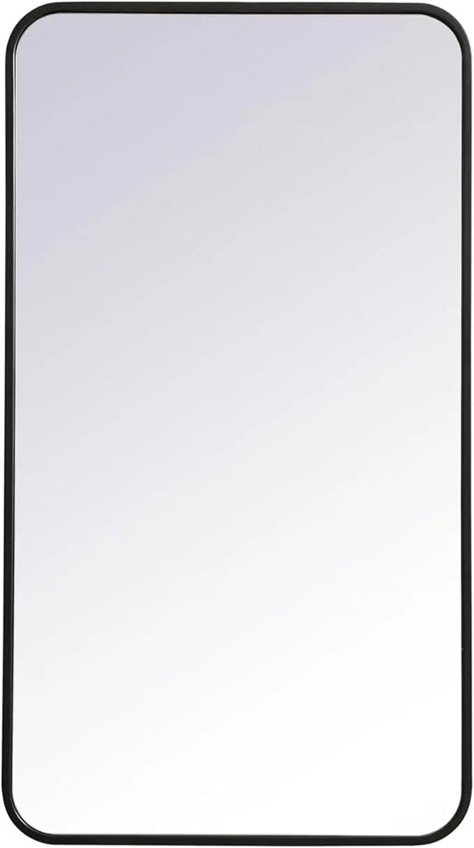 ARS Concepts Aura, Soft Corner Metal Rectangular Mirror 20X36 Inch in, Modern, Black - ModernBath