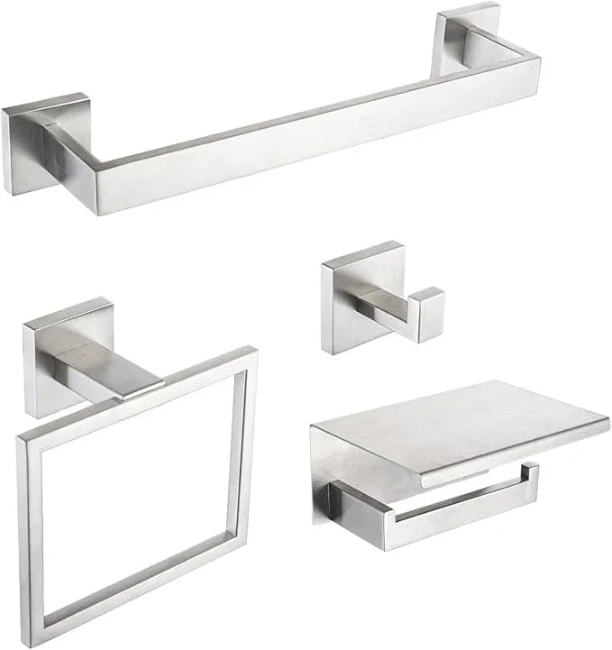 4-Pieces Bathroom Accessories Set, Towel Bar Towel Racks Towel Holder Toilet Paper Holder Stainless Steel Bathroom Hardware Set Wall Mounted Towel Racks for Bathroom, Brushed Nickel, 23 Inch - ModernBath