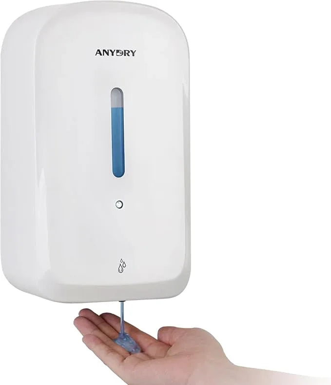 anydry Commercial Automatic Soap Dispenser Large 34oz/1000ml Capacity Wall-Mounted Touchless Liquid Dispenser for High-Traffic Restrooms, Offices, Hospitals Model AD1220S White - ModernBath