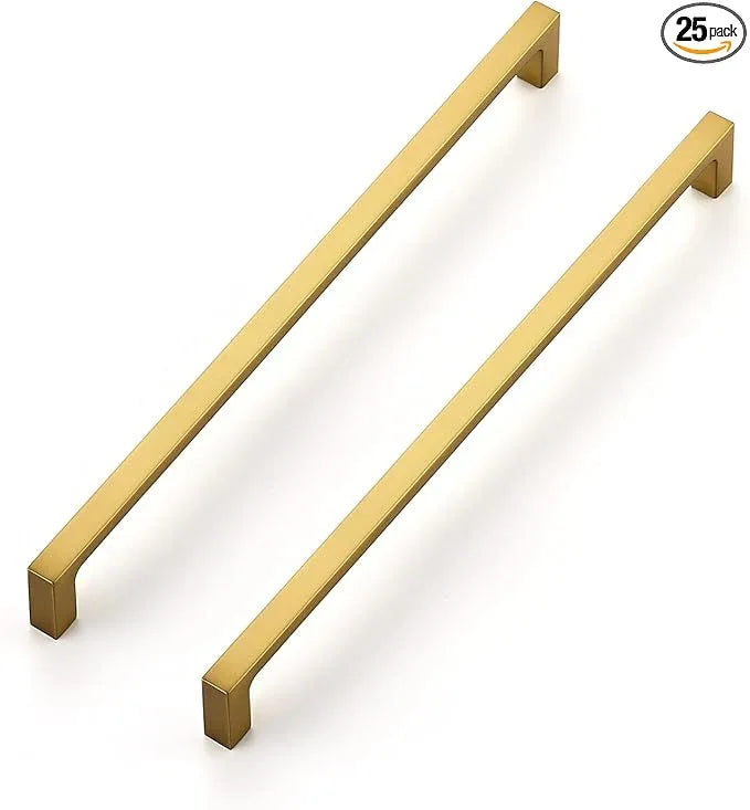 Ravinte 25 Pack 10 Inch Solid Square Cabinet Pulls - Brushed Brass Handles for Kitchen Cabinets & Drawers - ModernBath