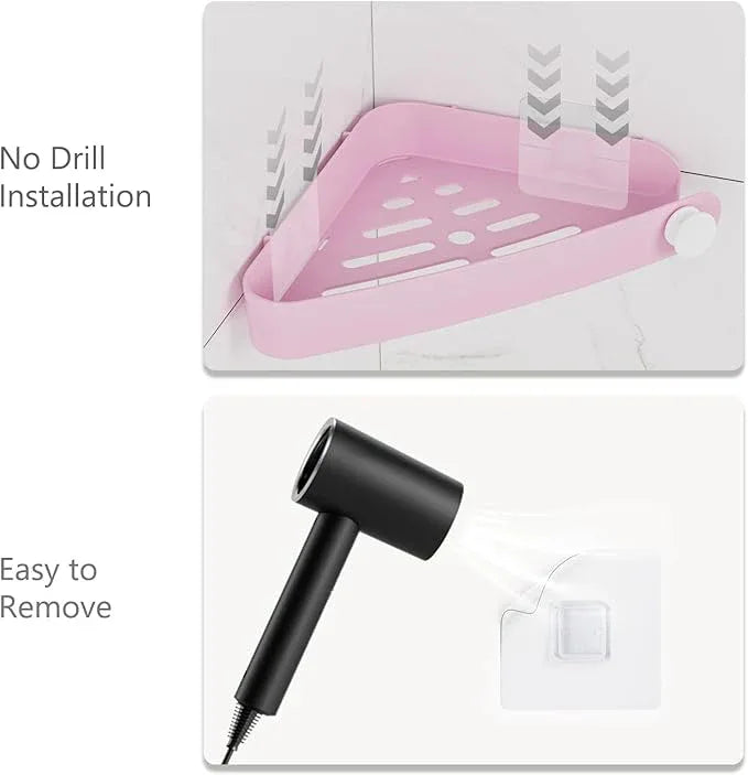 Sotfamily Shower Caddy Corner, 2 Pack Adhesive Corner Shower Shelves for Bathroom Organizers and Storage, Rust Free Plastic Rack for Bathroom Accessories & Decor, Pink - ModernBath