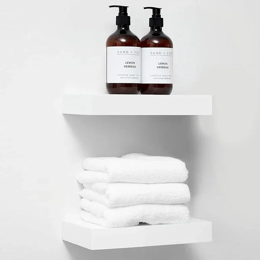 Homeforia White Floating Shelf 12 inch, High End Solid Real Wood Small 12inch Floating Shelves for Wall Mounted, White Wooden 12 in Floating Shelves, Heavy Duty Bracket, 12 X 6.5 X 1.75 inch, Set of 3 - ModernBath