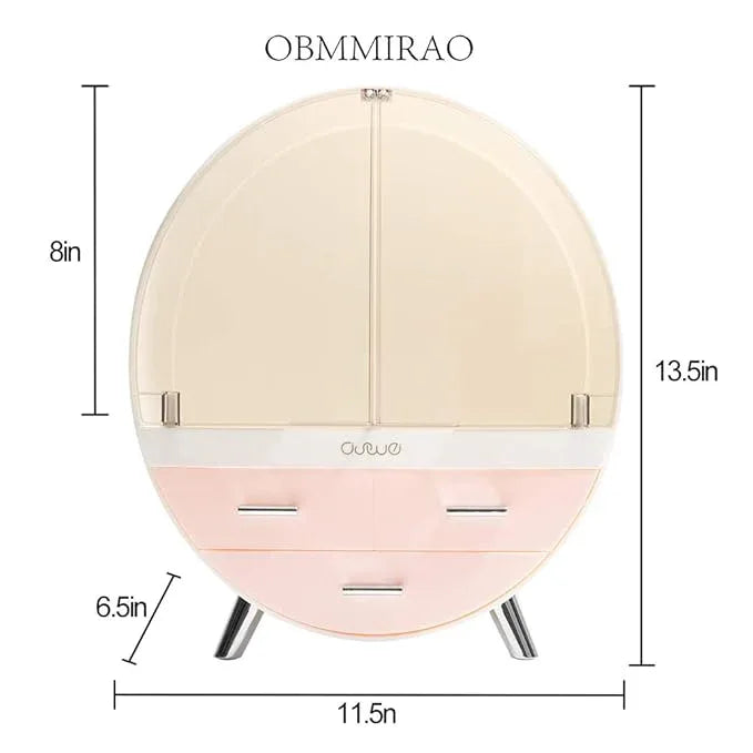 OBMMIRAO Elegant Dustproof Makeup Storage Organizer Box, Waterproof Medium Cosmetics Organizer Storage with Drawers Skincare Cosmetic Display Cases for Countertop Bathroom Dresser Dedroom - ModernBath
