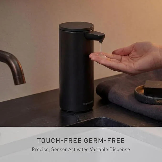 simplehuman 9 oz. Touch-Free Automatic Rechargeable Sensor Pump, Matte Black Stainless Steel, New - ModernBath