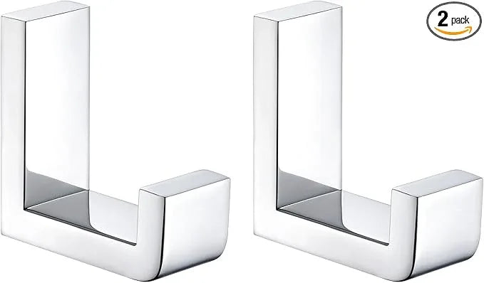 Angle Simple Towel Hooks, SUS 304 Stainless Steel Robe Coat Hooks for Bathroom Wall, Polished Chrome, 2 Pack - ModernBath