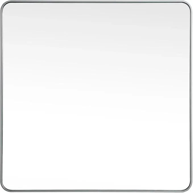 ARS Concepts Aura, Soft Corner Metal Square Mirror 42X42 Inch in, Modern, Silver - ModernBath