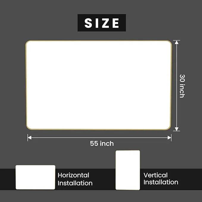 JISOSO Gold Bathroom Mirror, 55x30 Inch Brushed Gold Metal Frame Mirror for Wall, Rounded Rectangle Bathroom Vanity Mirror, Tempered Glass, Anti-Rust, Horizontal/Vertical - ModernBath