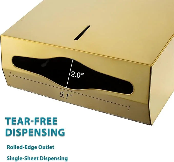Commercial Paper Towel Dispenser Gold - Multifold Paper Towel Dispenser Wall Mount, High Capacity Stainless Steel Tissue Holder, Suitable for Bathrooms and Public Places - ModernBath