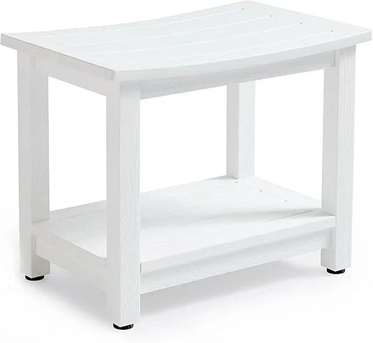 Heavy Duty Shower Bench for Inside Shower, White Poly Bathroom Stool for Shaving Legs or Spa Bath Seat, Waterproof Plastic Bathroom Chair Seat with Adjustable Feet, Non-Slip - ModernBath