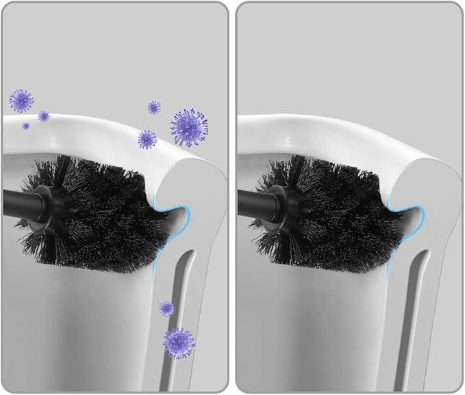 BGL Stainless Steel Toilet Brush with Holder, 2 Black Bristle Heads - ModernBath