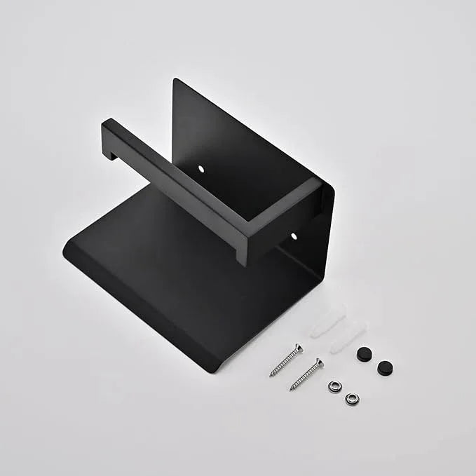Toilet Paper Holder with Phone Shelf, The Midnight Series - Matte Black Wall Mount Dispenser with Large Storage, Industrial Grade SUS304 Stainless Steel Bathroom Hardware, Rust Proof (Matte Black) - ModernBath