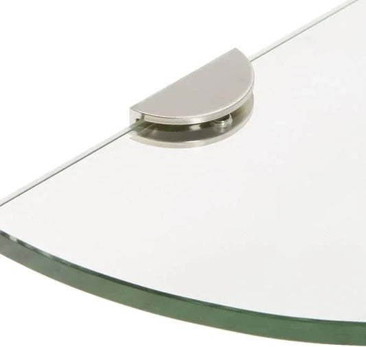 Spancraft Glass HRC6QR-BR Quarter Round Glass Shower Shelf with Half Round Clamp, Brushed Nickel Bracket, 6" - ModernBath