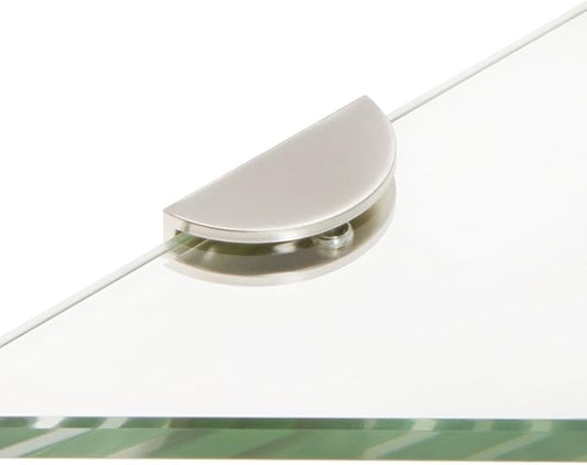 Spancraft Glass HRC12TR-BR Triangle Glass Shower Shelf with Half Round Clamp, Brushed Nickel Bracket, 12"